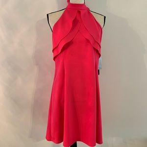 bebe Ruffle Halter Flare Dress